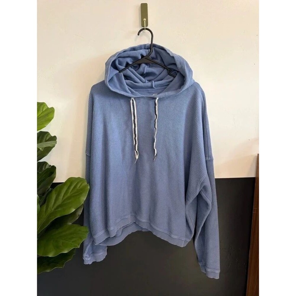 Aerie New Love Corded Hoodie Women's XXL Ribbed Cropped Sweatshirt Pullover